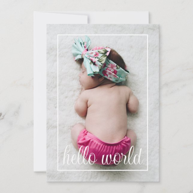 Hello World Birth Announcement (Front)