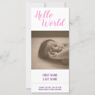 Hello World - birth announcement with photo