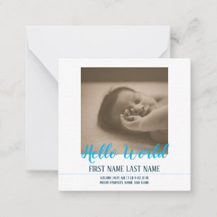 Hello World - birth announcement with photo