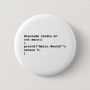 Hello World C programming language Coding 2 Inch Round Button