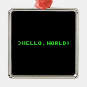 Hello World Computer Programming Metal Ornament