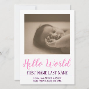 Hello World - faire-part de naissance avec photo