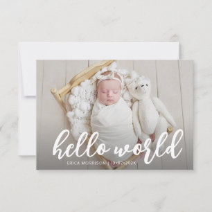 HELLO WORLD faire-part de naissance de script mo