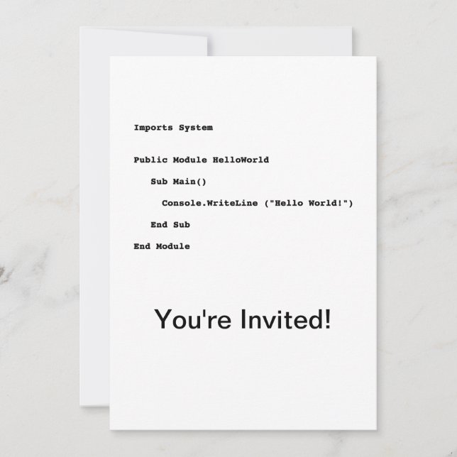 Hello World geek greeting Invitation (Front)