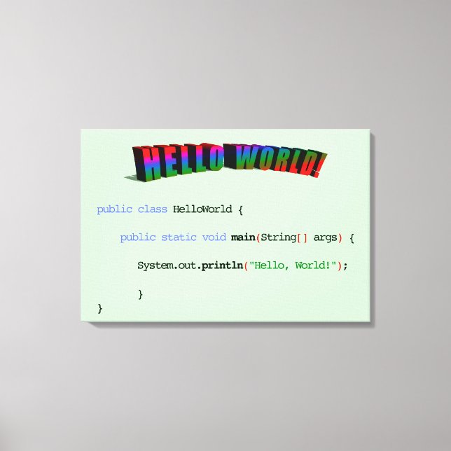 Hello World geek greeting Java Canvas Print (Front)