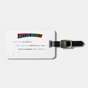 Hello World geek greeting Java Luggage Tag