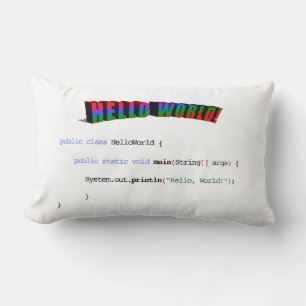 Hello World geek greeting Java Lumbar Pillow