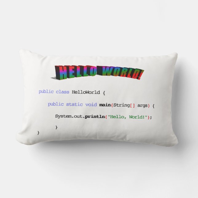 Hello World geek greeting Java Lumbar Pillow (Front)