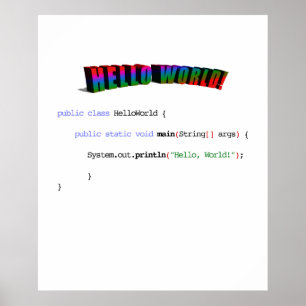 Hello World geek greeting Java Poster