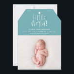 Hello world hand written modern photo birth announcement<br><div class="desc">Hello world hand written modern photo birth announcement. Modern graphic marker pen typography design. Colours can be changed.</div>