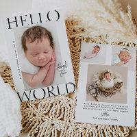 Hello World | Modern Minimalist Baby Photo Birth
