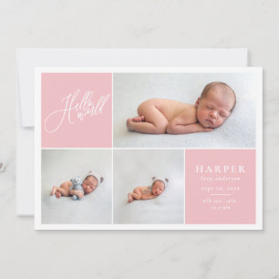 Hello world multi photo modern geometric + script announcement