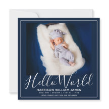 Hello World Photo Baby Faire-part