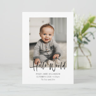 Hello World Script Welcome Baby Photo Birth Announcement