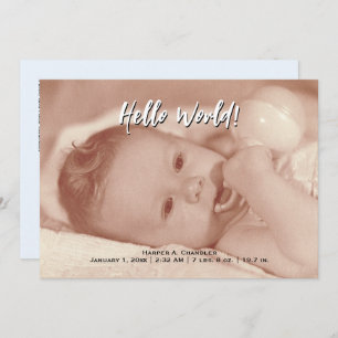 Hello World Your Text and Baby Photo Modèle bleu