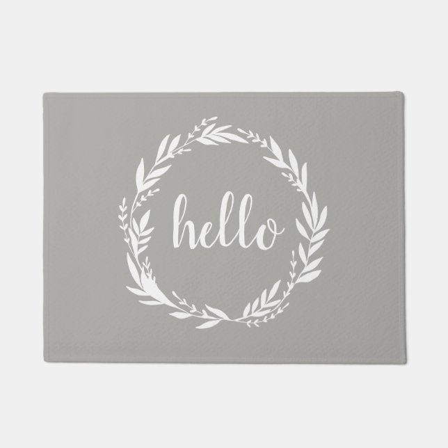 Hello Wreath Farmhouse Doormat (Front)