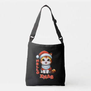 Hello Xmas - Cute Christmas cat in a Santa costume Crossbody Bag