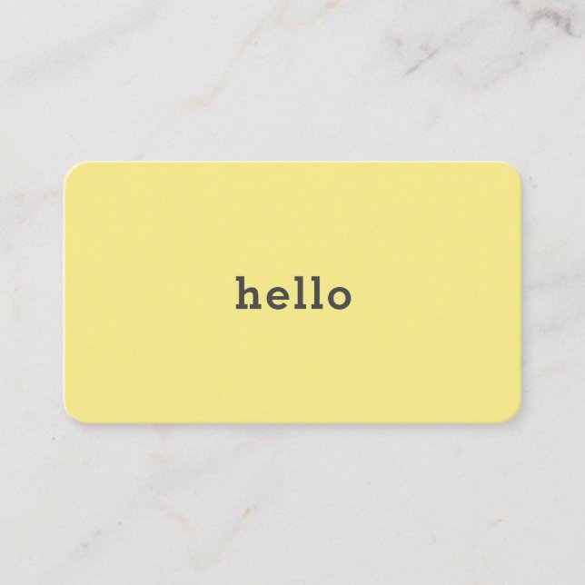 Hello Yellow White Business Card (Front)
