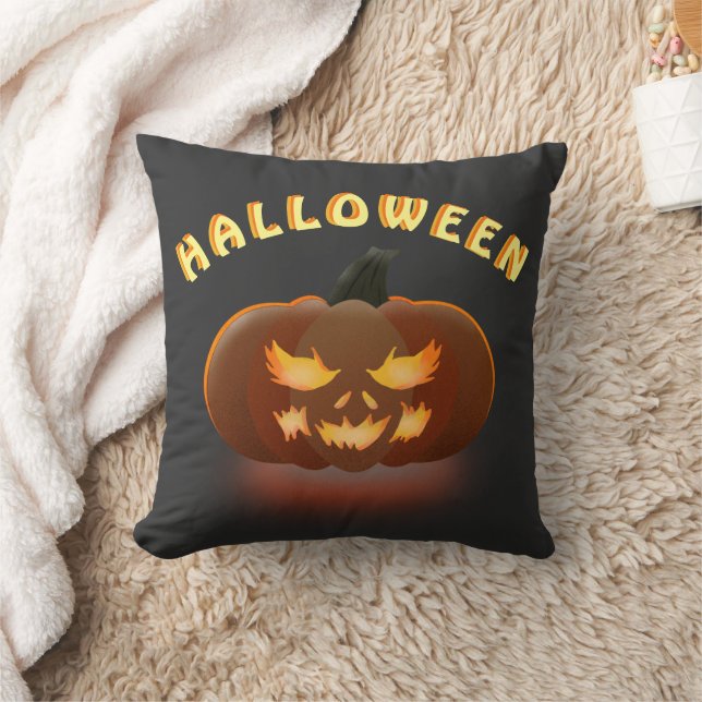 Helloween Pumpkin Throw Pillow (Blanket)