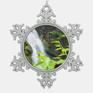 Hell's Gate Canyon waterfall Snowflake Pewter Christmas Ornament