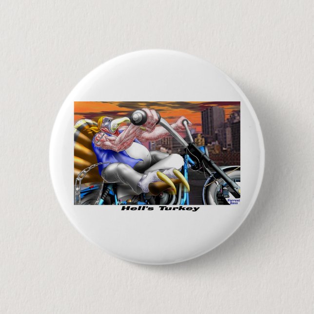 Hells Turkey Funny Thanksgiving Harley Tees & Gift 2 Inch Round Button (Front)