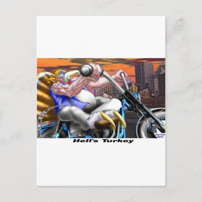 Hells Turkey Funny Thanksgiving Harley Tees & Gift Holiday Postcard (Front)