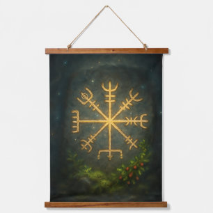Helm of Awe Aegishjalmur Norse Protective Symbol   Hanging Tapestry