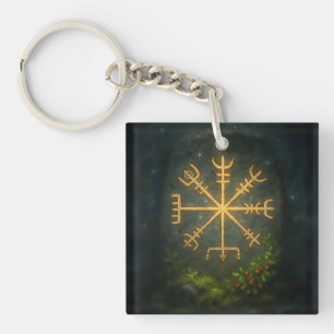 Helm of Awe Aegishjalmur Norse Protective Symbol Keychain