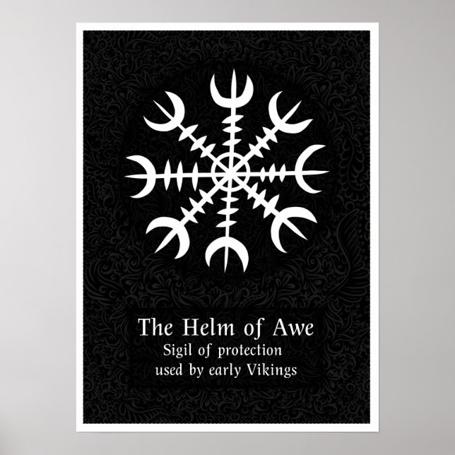 Helm Of Awe Icelandic magical sign - Black (Front)