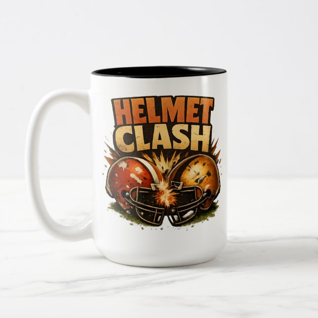 Helmet Clash Football Two-Tone Coffee Mug (Left)