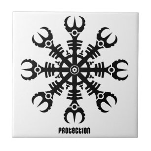 Helmet of awe - Aegishjalmur No.2 (black) Tile