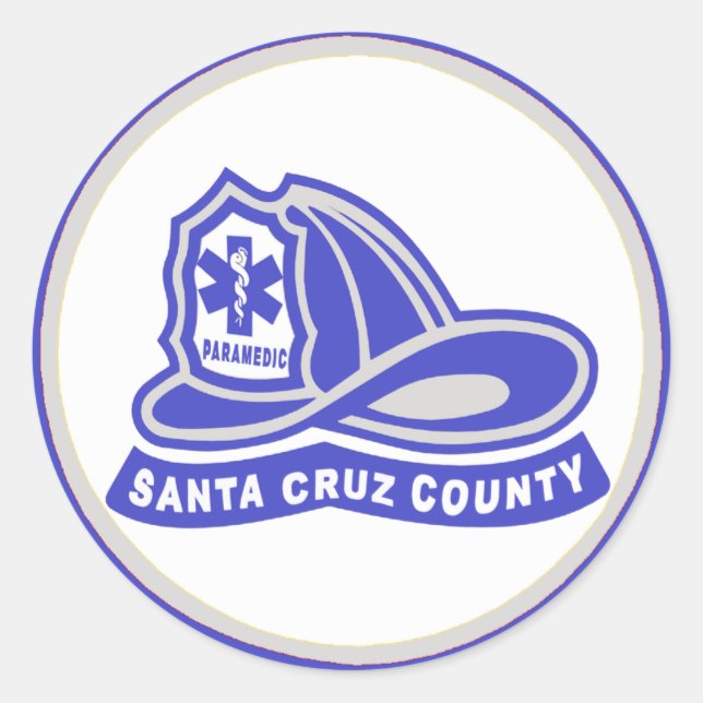 Helmet Santa Cruz County Paramedic Classic Round Sticker (Front)
