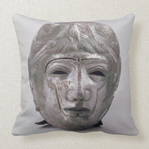 Helmet with Eagle Decoration, Roman (silver) Throw Pillow