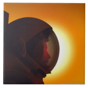 Helmeted Astronaut Against the Sun Tile