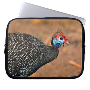 Helmeted Guinea Fowl (Numida meleagris). Africa, Laptop Sleeve