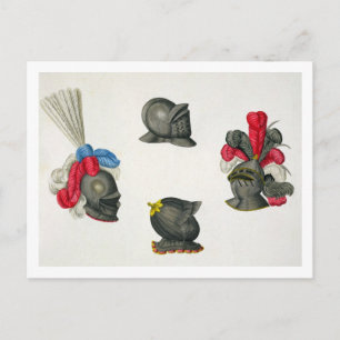 Helmets, plate from 'A History of the Development Postcard