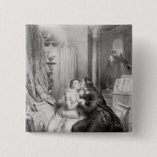 Heloise and Abelard 2 Inch Square Button