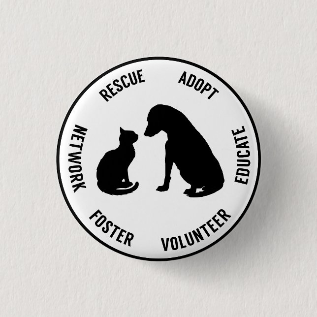 Help Animals Animal Welfare Badge 1 Inch Round Button (Front)