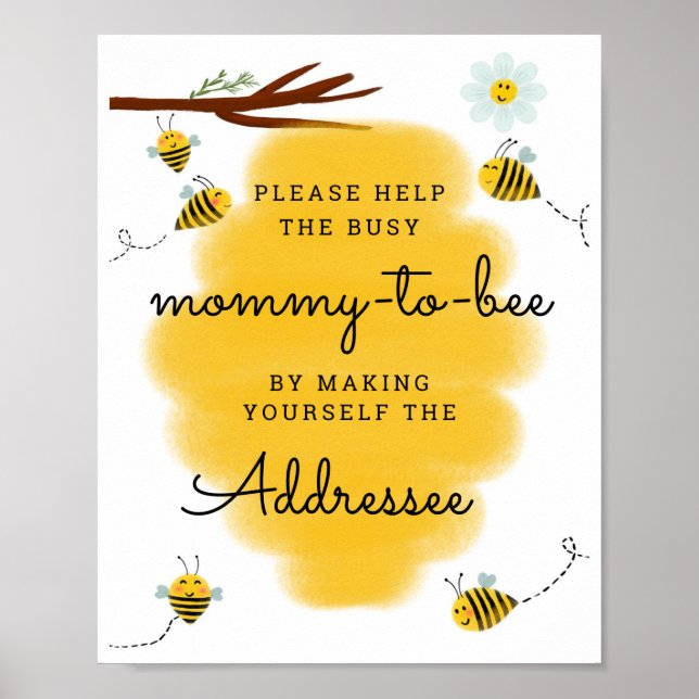 Help Busy Mommy-to-bee | Baby Shower Addressee Poster (Front)