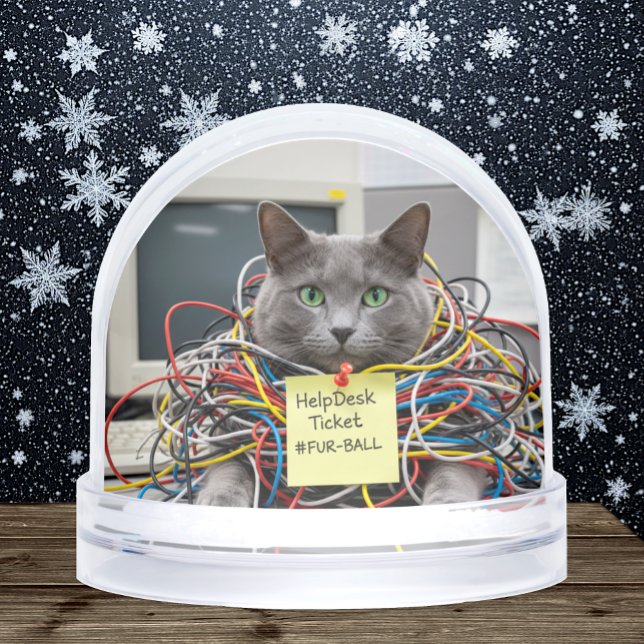 Help Desk Cat, Office, Fun Cats meme Snow Globe (Office Meme Cats / IT Help desk Support)