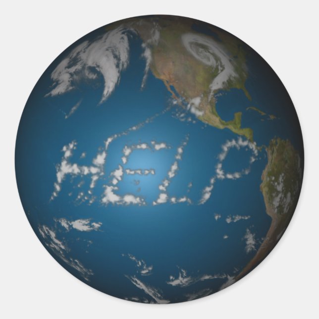 Help Earth Classic Round Sticker (Front)