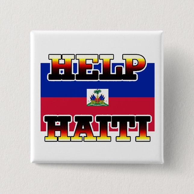 HELP HAITI 2 INCH SQUARE BUTTON (Front)
