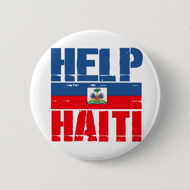 HELP HAITI FLAG 2 INCH ROUND BUTTON (Front)