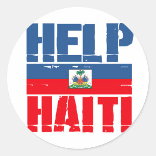 HELP HAITI FLAG CLASSIC ROUND STICKER