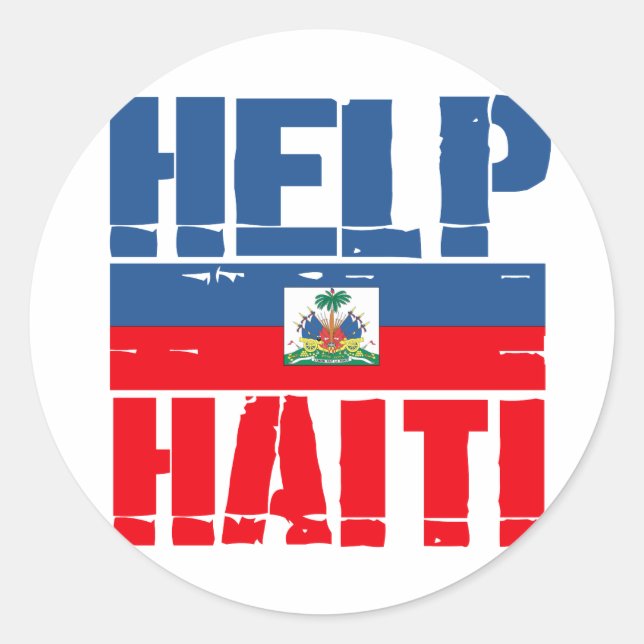 HELP HAITI FLAG CLASSIC ROUND STICKER (Front)