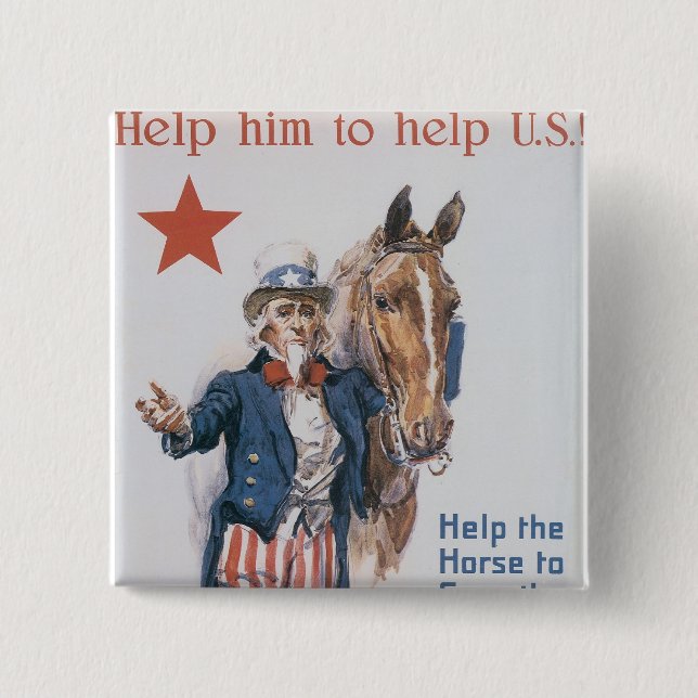 Help Him to Help U.S.! 2 Inch Square Button (Front)