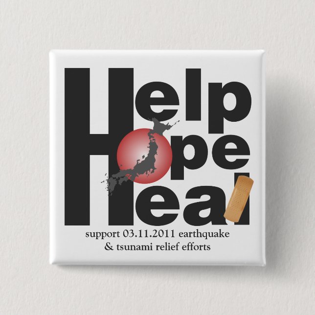 HELP. HOPE. HEAL. 2 INCH SQUARE BUTTON (Front)