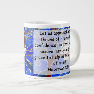 Help in time of need - Hebrews 4:16 - Bible verse Large Coffee Mug