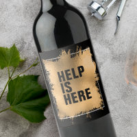 HELP IS HERE Text on Faux Gold Foil on Black