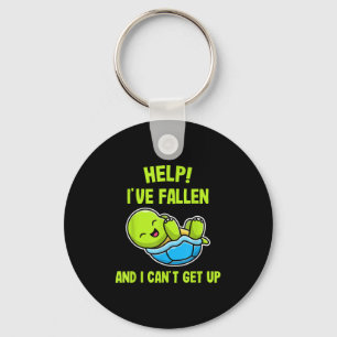 Help I've Fallen And I Can't Get Up Funny Turtle L Keychain